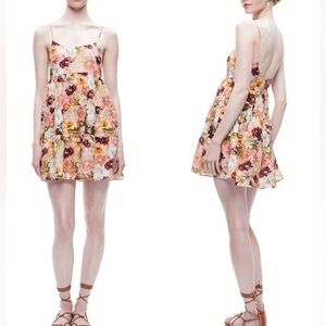 NWOT alice + olivia Collen trapeze Juniper Floral Rose Mini Dress sz 0